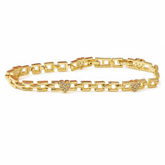 📢📢 ¡Oferta a mitad de precio! ✨💛 Pulsera de cadena dorada con corazones y cuadrados calados adornados con strass: combina a la perfección con cualquier look.