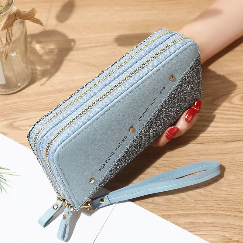 🔥Último día⏰50% de descuento👛 Billetera para mujer de gran capacidad con doble cremallera y diseño moderno en contraste