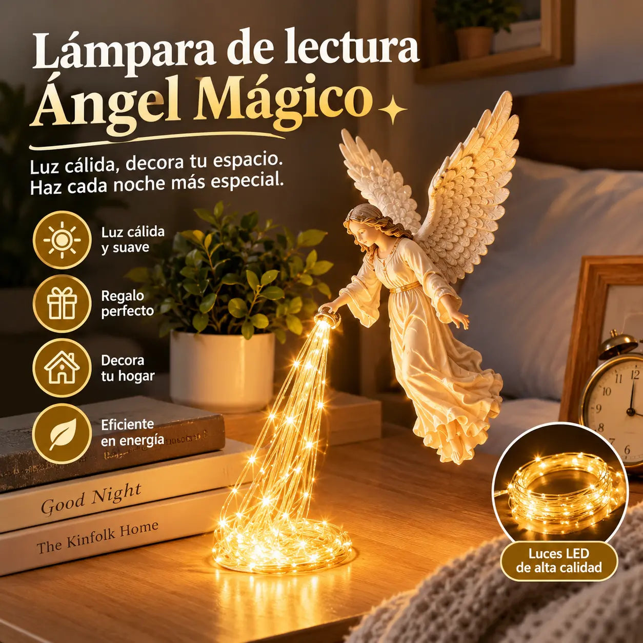 🎃🔥 Luz LED decorativa de ángel 3D | Decoración de estantería iluminada de fantasía