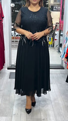 【S-5XL】🔥Vestido negro de moda con pedrería – Nueva colección 2025