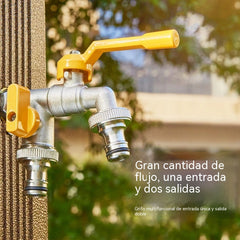 🚰 Grifo de doble salida, grifo de jardín exterior resistente a las heladas con interruptor independiente.