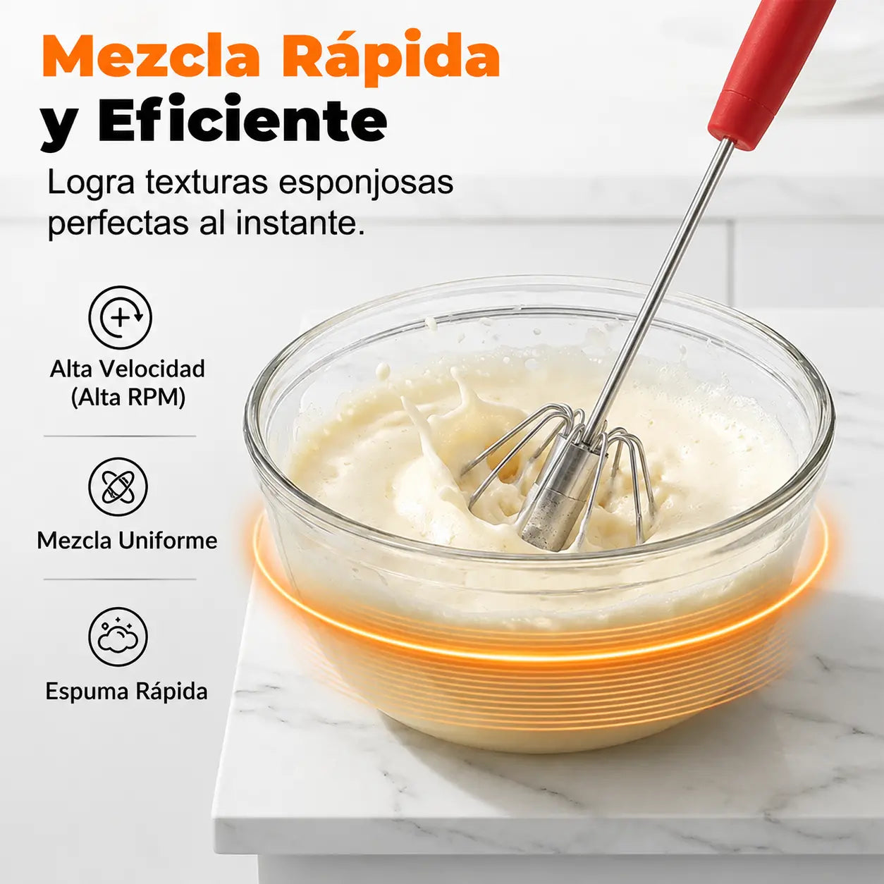 🥳（2 piezas）🥚💪 ¡50% de descuento! Batidor de huevos manual semiautomático: presiona y gira, sin electricidad. Bate huevos y nata en segundos. ¡Cuida tus muñecas! ✨🧁