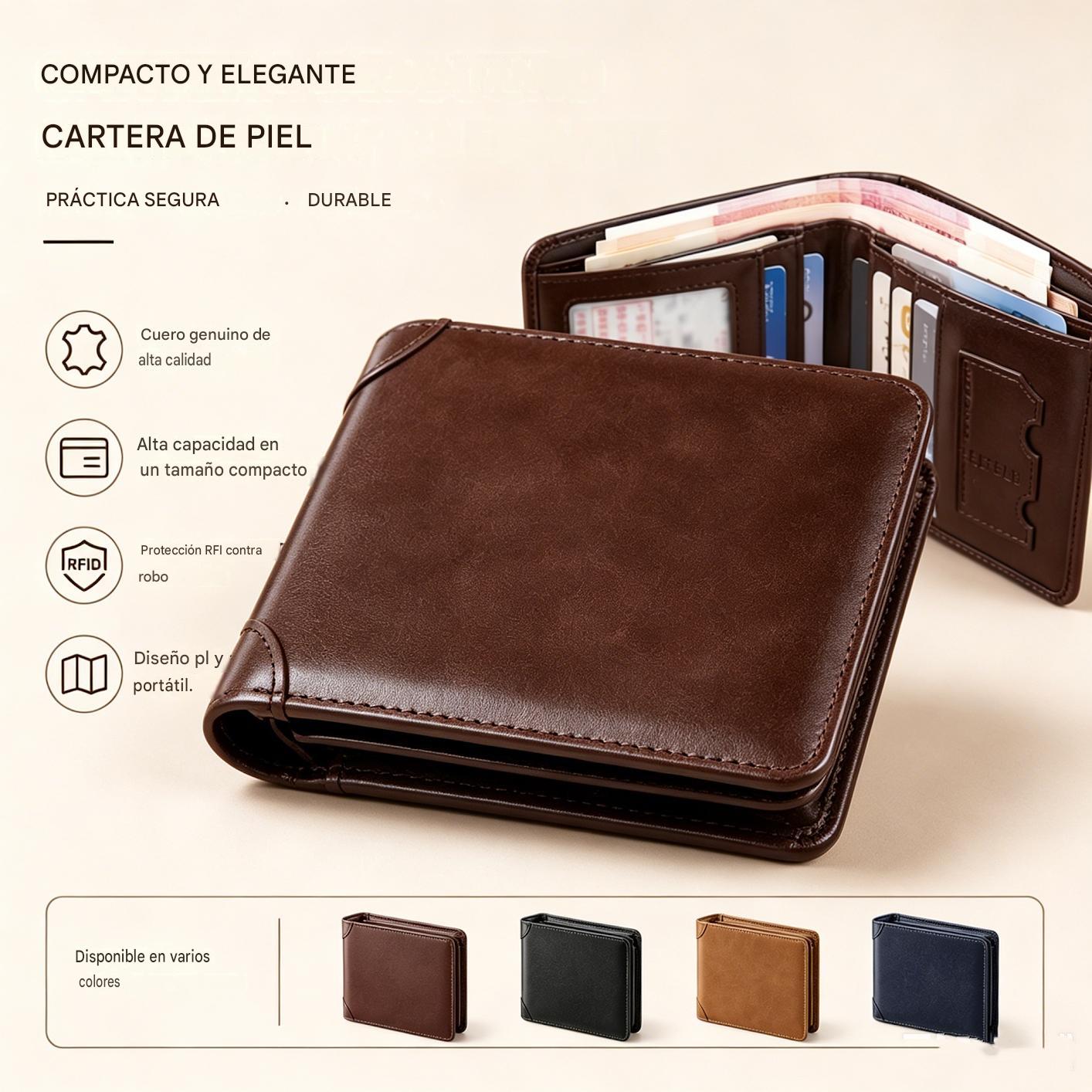 🔥【Compra 1 y llévate 1 gratis】👝✨ Nueva cartera para hombre de piel auténtica con protección antirrobo.