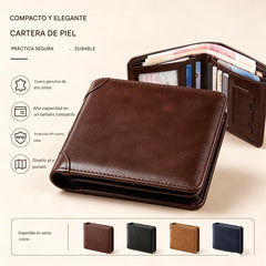 🔥【Compra 1 y llévate 1 gratis】👝✨ Nueva cartera para hombre de piel auténtica con protección antirrobo.