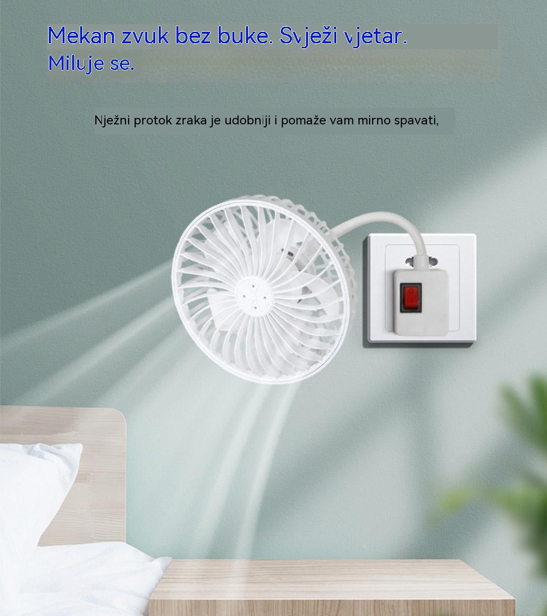 Kupi 1 i dobij 1 gratis 🌟Dva komada za samo 23 €!🔌💨 Mini ventilator za utičnicu s rotacijom od 360° – snažno osvježenje za kuhinju, kupaonicu, spavaću sobu i ured
