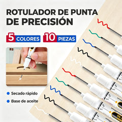 【10 unidades】🛠️ Rotulador permanente oleoso de secado rápido – Punta fina de precisión para metal, plástico, madera y más ⚡