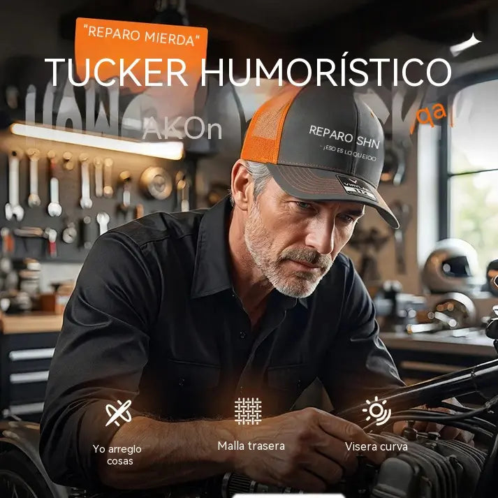 🧢 OFERTA ESPECIAL: ¡50% DE DESCUENTO EN TODAS LAS GORRAS! ✨ Gorra de camionero con bordado "I Fix Shit" – Malla transpirable, protección solar y ajustable 🛠️