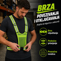 【🔥2 komada】Reflektirajući prsluk visoke vidljivosti, podesiv, s džepovima, sigurna oprema za trčanje.