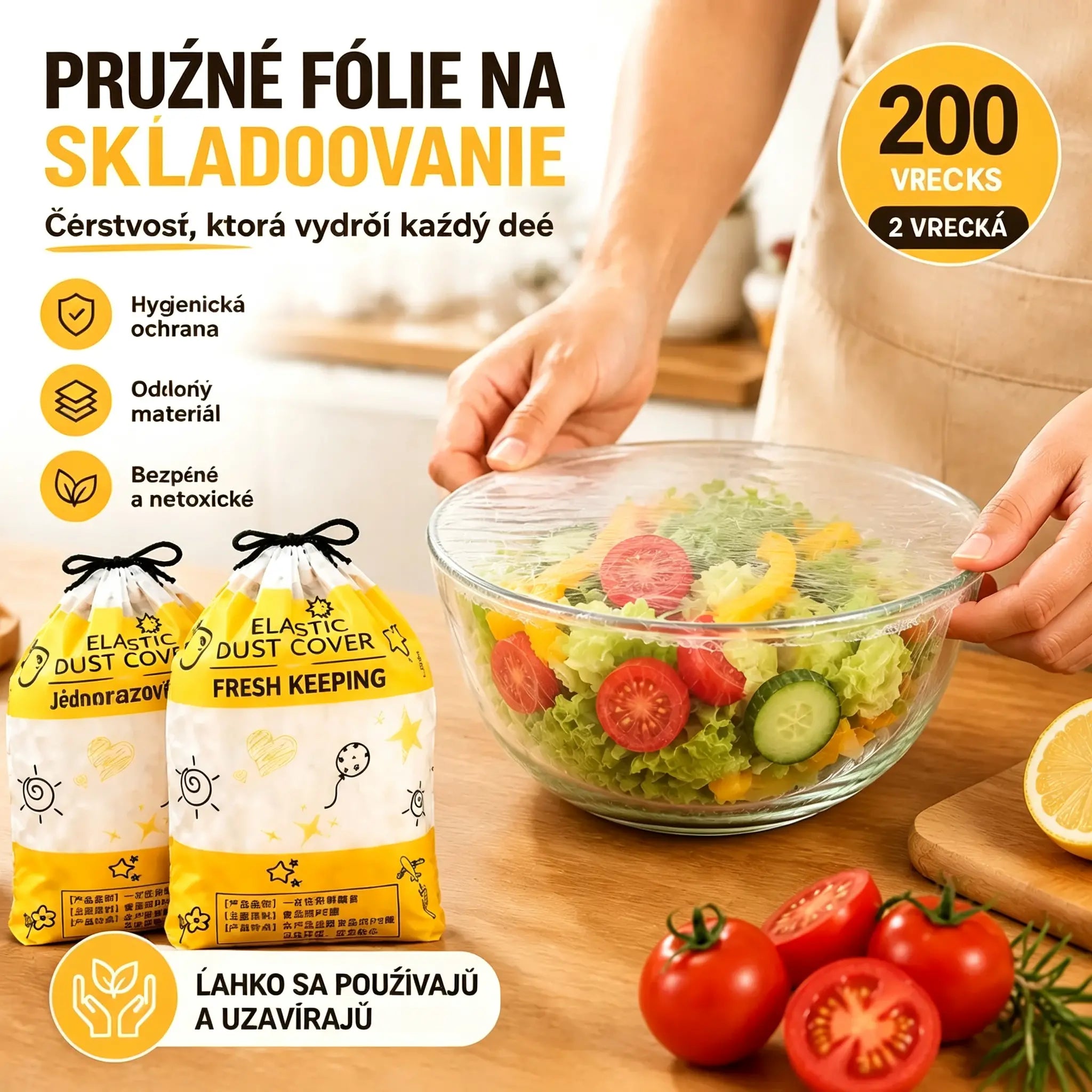 【2 vrecká, 200 kusov】 Jednorazový potravinársky kryt na udržanie čerstvosti