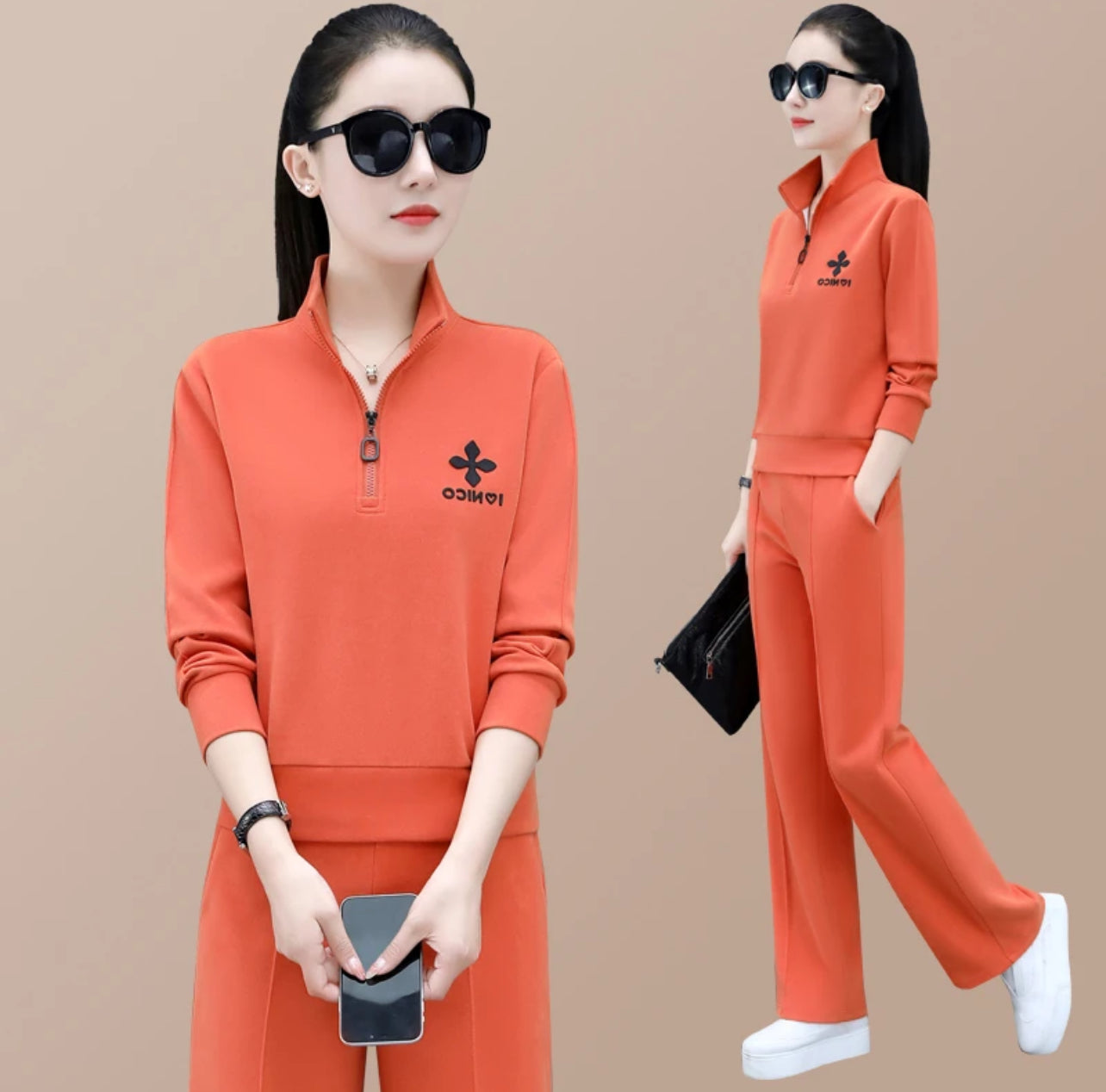 😍【Top + pantalones】2025 traje de ropa deportiva casual suelto de gran tamaño nueva moda caliente