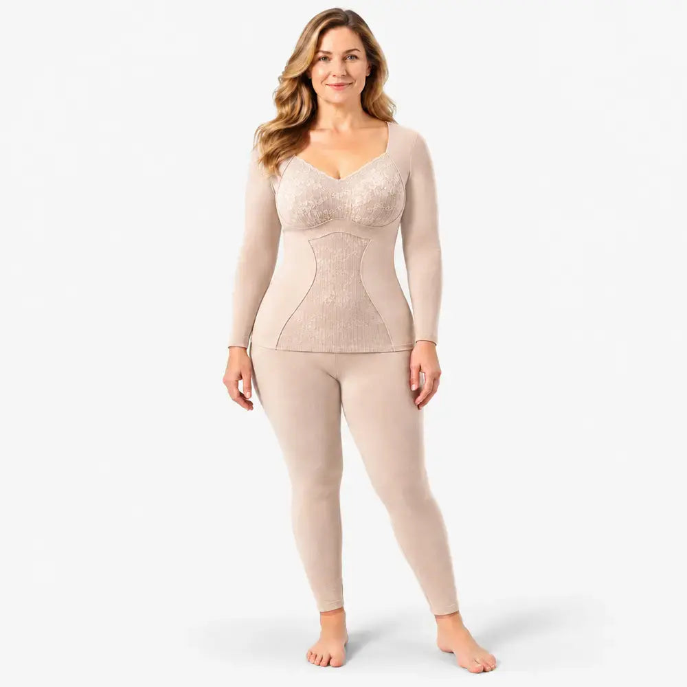 【M-2XL】Conjunto de ropa interior térmica de invierno para mujer: aislante, grueso, con inserciones, de calentamiento rápido, para otoño e invierno.