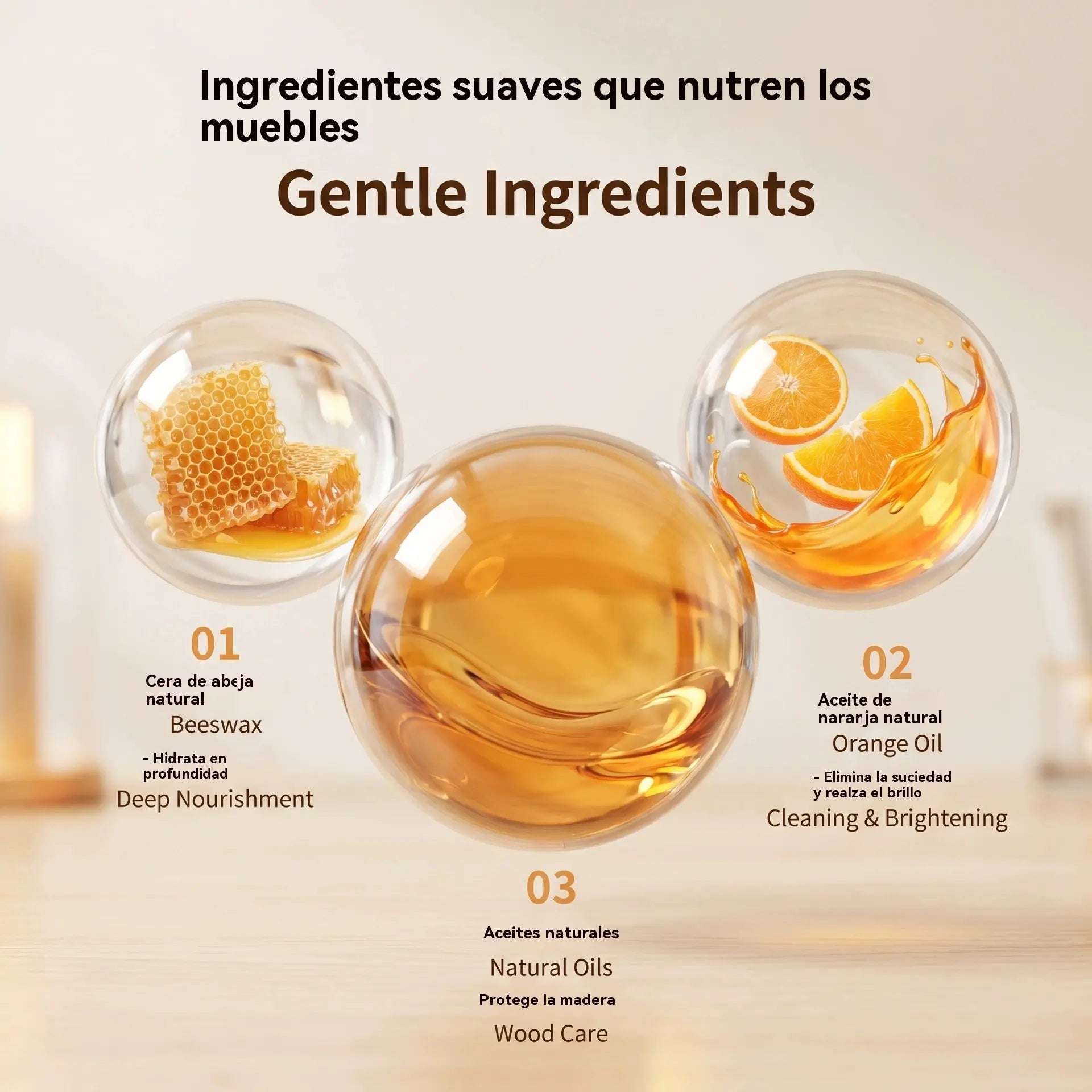 【300 ml】🌿✨ Bálsamo natural de cera de abeja para el cuidado de la madera: limpia, pule y protege los muebles de madera