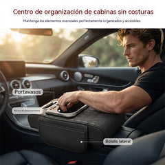 Almohadilla multifuncional para reposabrazos de coche con luz ambiental LED.