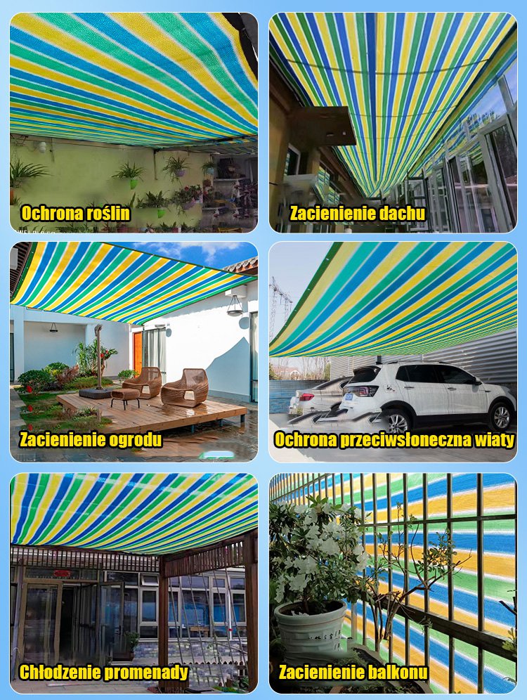 【2*5m】Red de sombra engrosada con rayas de arcoíris.