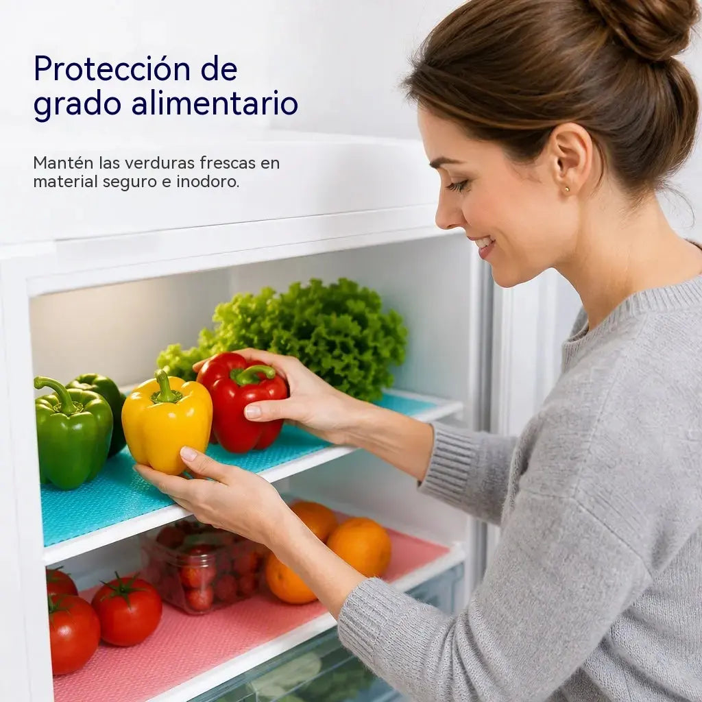 8 piezas 🧊🛡️ Protectores impermeables para estantes de refrigerador — Antideslizantes, fáciles de limpiar y aptos para contacto con alimentos — Mantén los estantes ordenados y frescos ✨
