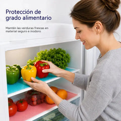 8 piezas 🧊🛡️ Protectores impermeables para estantes de refrigerador — Antideslizantes, fáciles de limpiar y aptos para contacto con alimentos — Mantén los estantes ordenados y frescos ✨