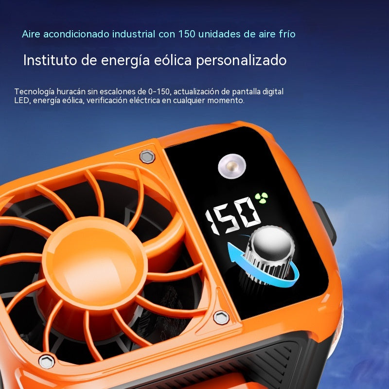 🔥【Enfriamiento rápido】Nuevo ventilador multifuncional de alta velocidad para exteriores, montado en la cintura, con linterna y carga USB.