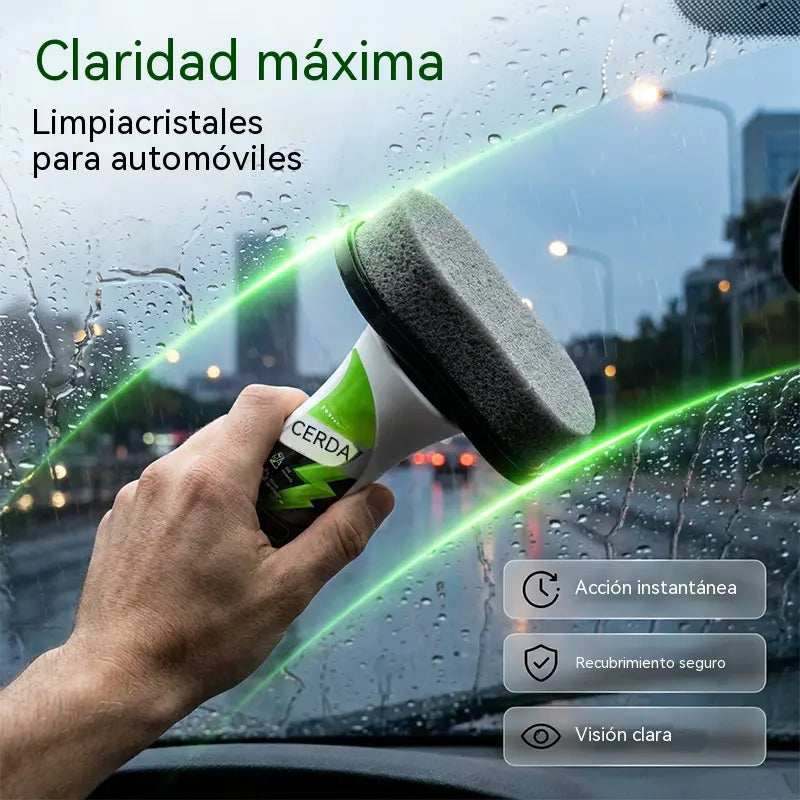 🚗 Limpiador de película de aceite para cristales de coche – Diseño todo en uno con cabezal de cepillo integrado