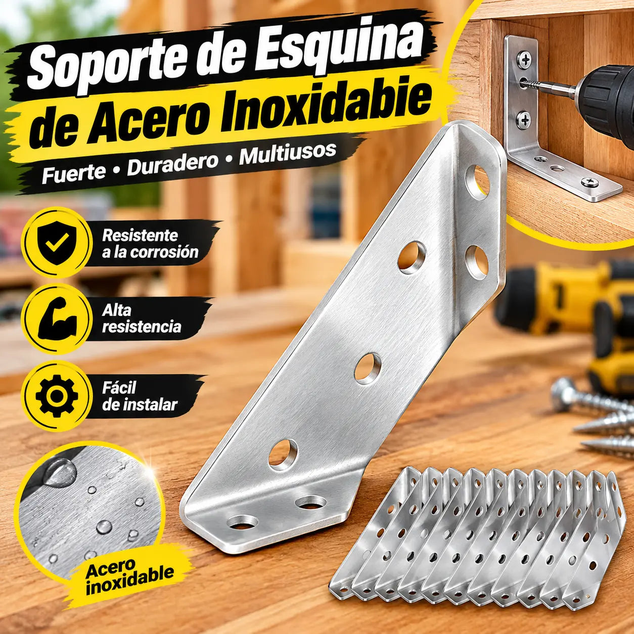 🪑【20 unidades】🛠️Conector de esquina universal para muebles de acero inoxidable