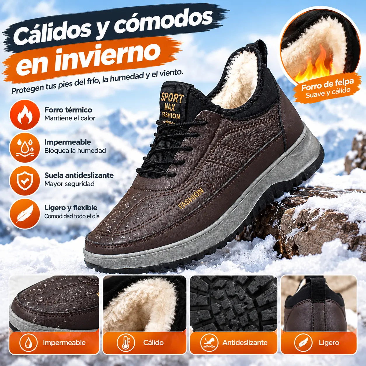 【39-45】Zapatos deportivos casuales de invierno impermeables de cuero genuino para hombre, suela de terciopelo suave, nuevo estilo