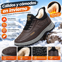 【39-45】Zapatos deportivos casuales de invierno impermeables de cuero genuino para hombre, suela de terciopelo suave, nuevo estilo