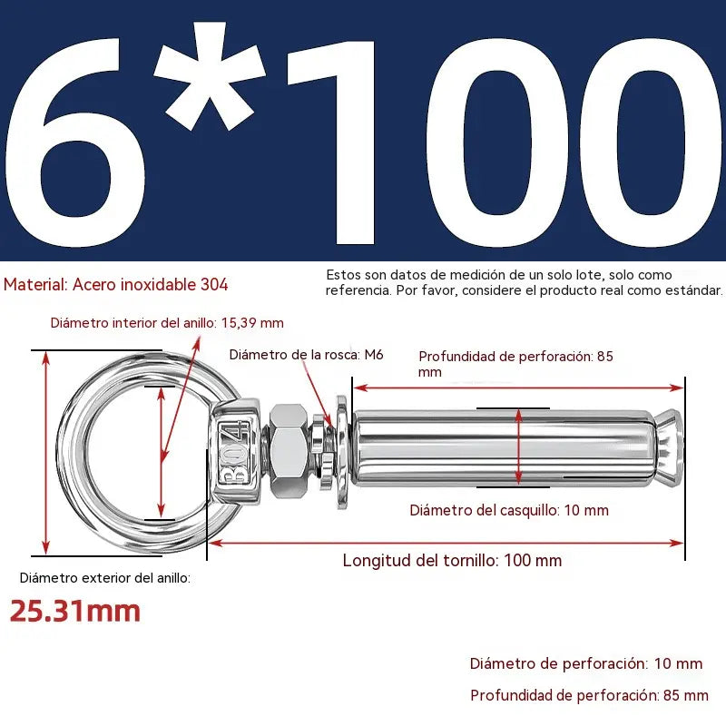 【Compra 2 y llévate 2 gratis】🔥🔩Tornillo de expansión con anilla de elevación de acero inoxidable 304