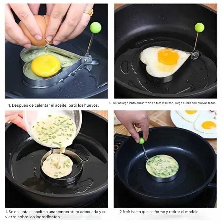 Juego de 5 piezas  🍳🍳🔥 Precio especial de gran venta - Molde para huevos de acero inoxidable