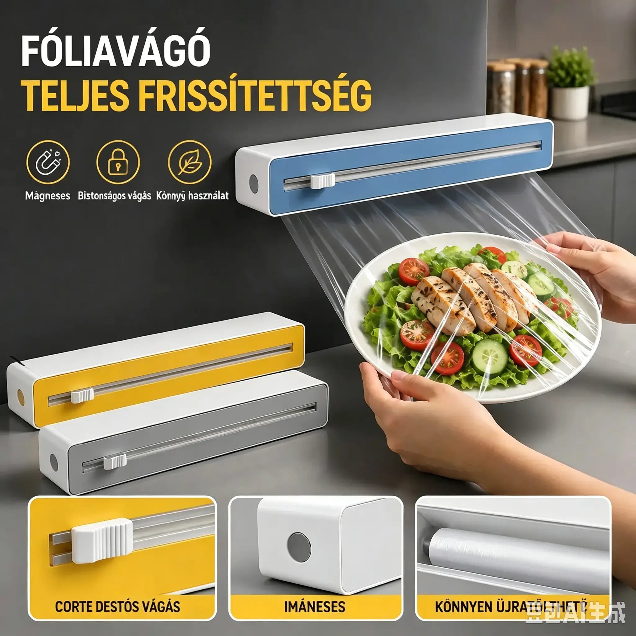 👍🍈Mágneses fóliavágó falra szereléshez, ideális vágáshoz és tároláshoz.