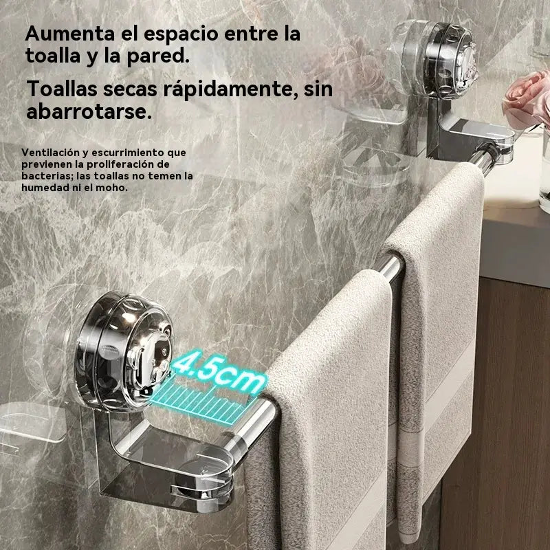 ✨🚿Diseño ligero y sin perforaciones —Toallero retráctil con ventosa