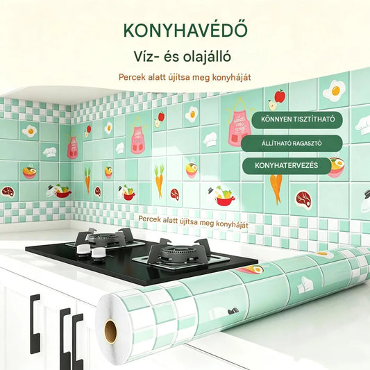 Olajálló matricák konyhába, vízálló öntapadós tapéta, konyhapultvédő.