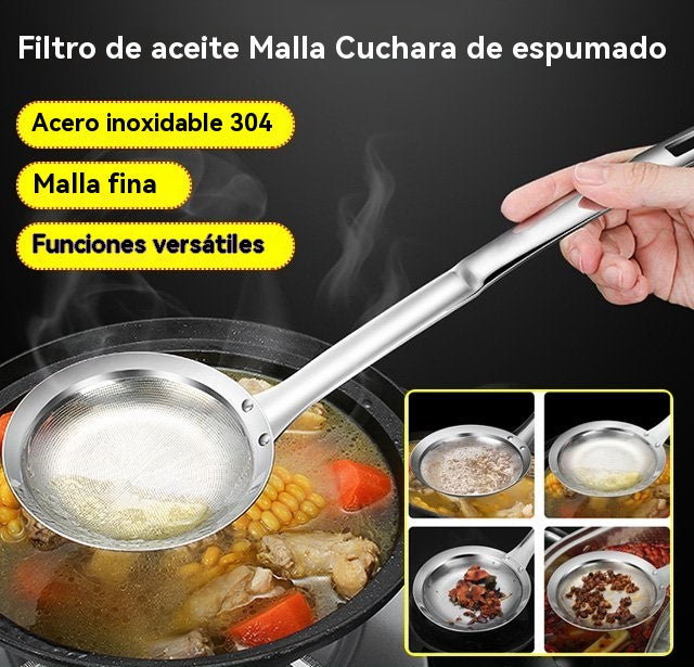 🍲 【3 piezas  26€】 Cuchara de filtro de aceite de acero inoxidable 304
