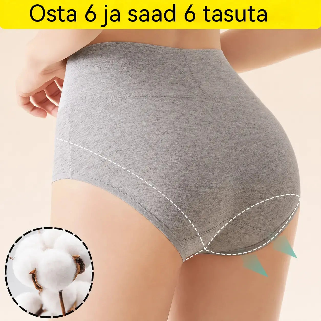 🔥【6-osaline komplekt】--- 30€ 💖Viimane päev 50% allahindlus--Kvaliteetne puuvillane kõrge vöökohaga vöö, mis suurendab tuharat✨️ (45-105kg)