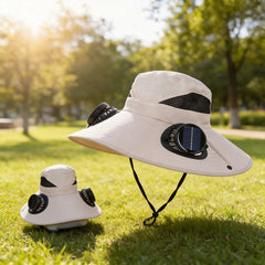 🧢☀️ Sombrero con ventilador solar: protección UV y sombra para la playa / senderismo / pesca / acampada 🏖️🏕️