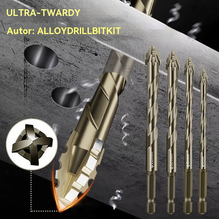 【6+8+10+12mm】1 zestaw | Zestaw 4-ostrzowych wierteł mimośrodowych o wysokiej wytrzymałości