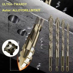 【6+8+10+12mm】1 zestaw | Zestaw 4-ostrzowych wierteł mimośrodowych o wysokiej wytrzymałości