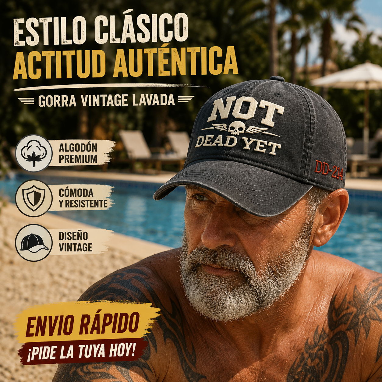 🔥🧢 Rebajas de Año Nuevo 2026 | Gorra vintage con motivo desgastado "NOT DEAD YET"