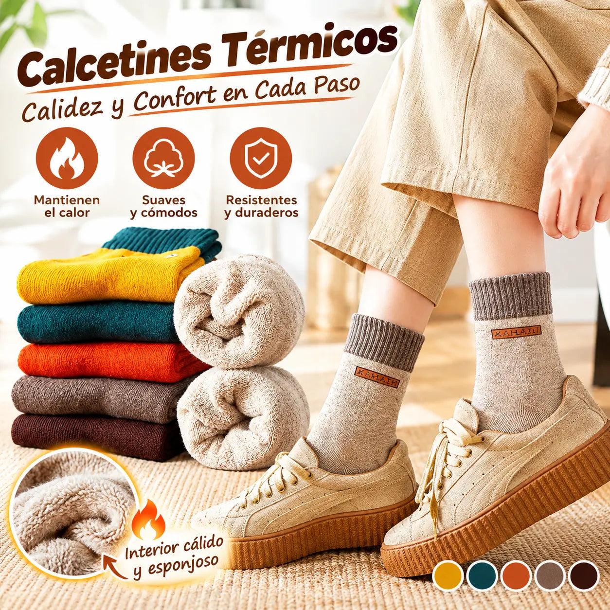 🧦【10 párů za 600 Kč】Zesílené zimní ponožky z čisté bavlny, sahající do poloviny lýtek a kompletně podšité fleecem; disponují vlastnostmi neutralizujícími zápach.