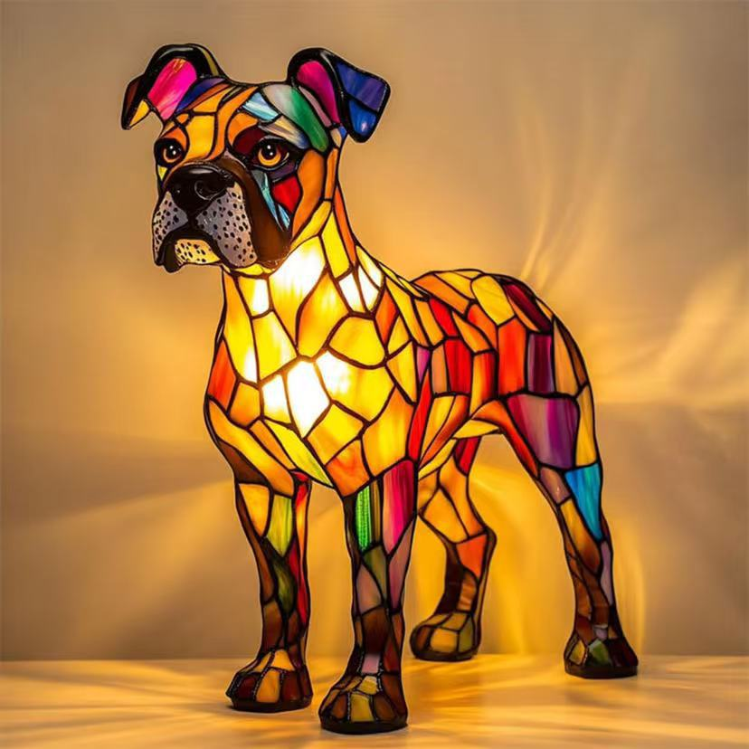 🐱🐶Adornos de resina, luz nocturna LED, arte, estatua de animal, decoración creativa para oficina, hogar, interruptor con puerto USB