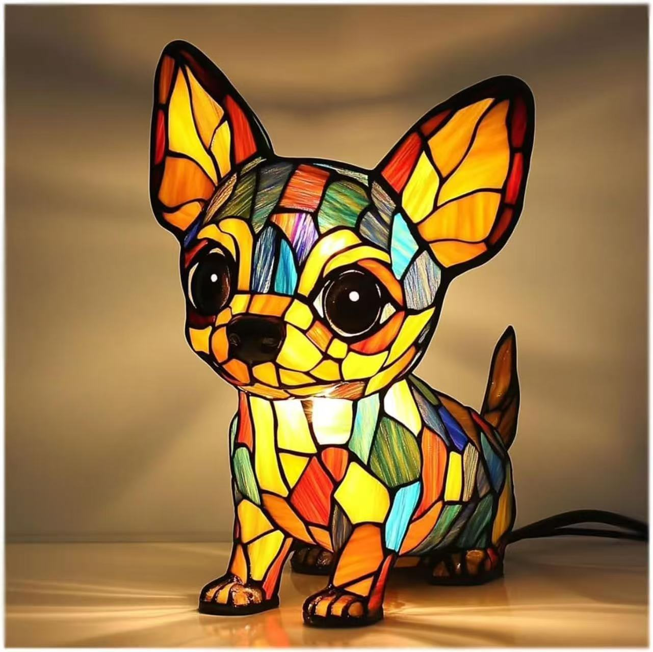 🐱🐶Adornos de resina, luz nocturna LED, arte, estatua de animal, decoración creativa para oficina, hogar, interruptor con puerto USB