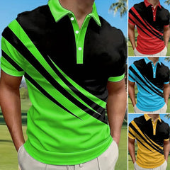 🔥👔【S-6XL】Nova poletna moška črtasta 3D-tiskana POLO majica