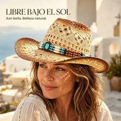 🤠 Sombrero Vaquero de Paja con Diseño Hueco – Estilo Western Clásico, Tejido en Papel, Unisex y Moderno 🌵✨
