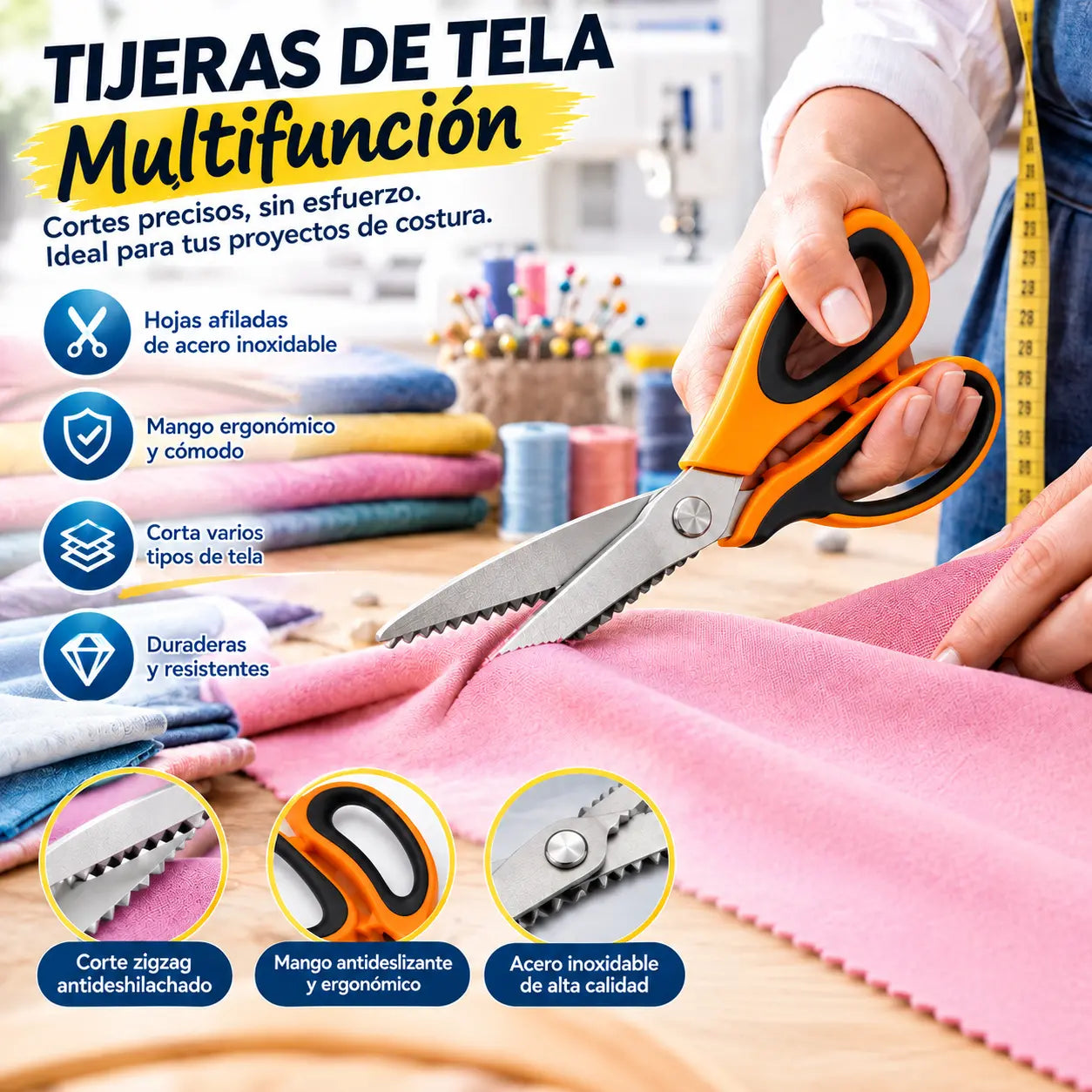 ✂️ Tijeras Dentadas Multiusos de Corte en Zigzag – Para Tela, Papel y Manualidades 🧵