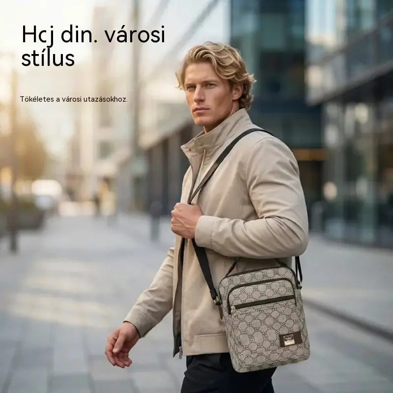 💞🧳Új, nagy kapacitású férfi válltáska műbőrből (PU)