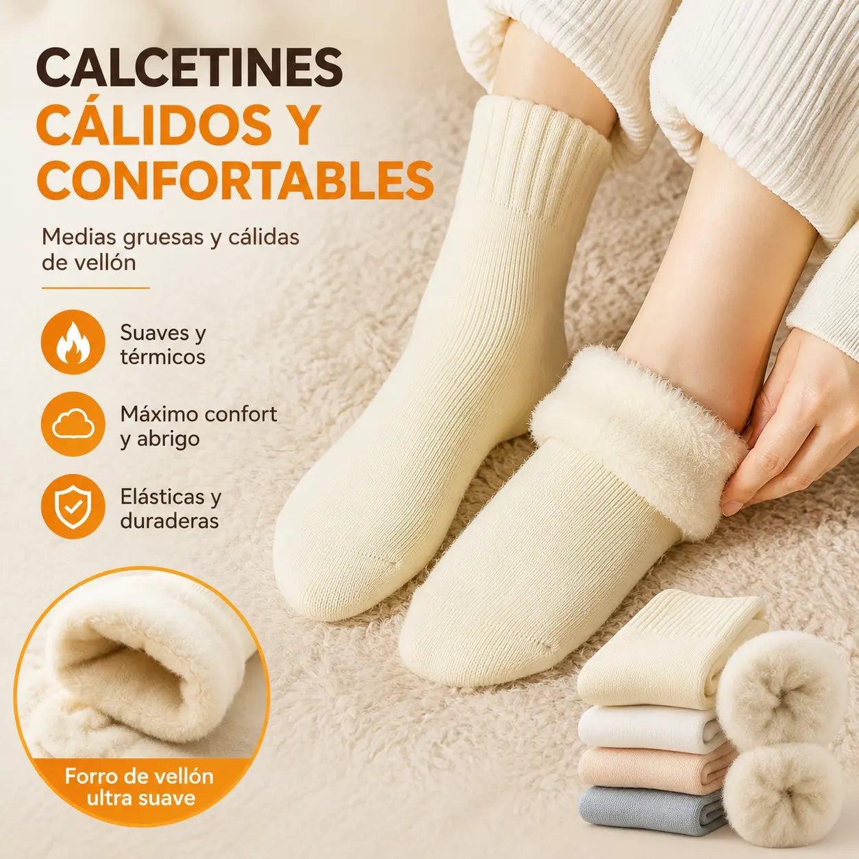 🔥【6 pares】🧦Calcetines de lana gruesos y cálidos para el invierno, súper gruesos y cálidos, elásticos, talla 35-42