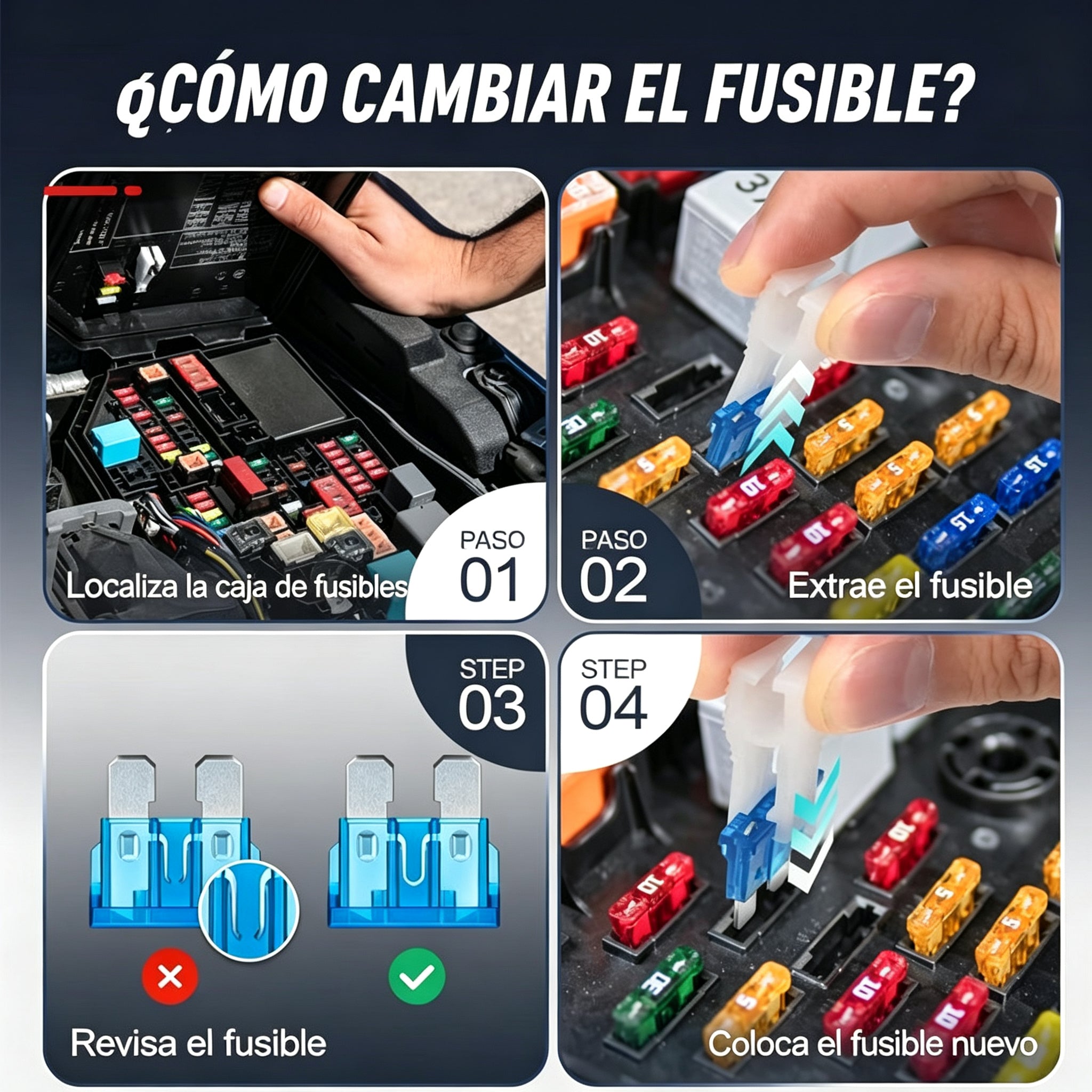🔧⚡ Kit de fusibles surtido para coche – ¡Todos los amperajes en un solo estuche! 🚗🧰