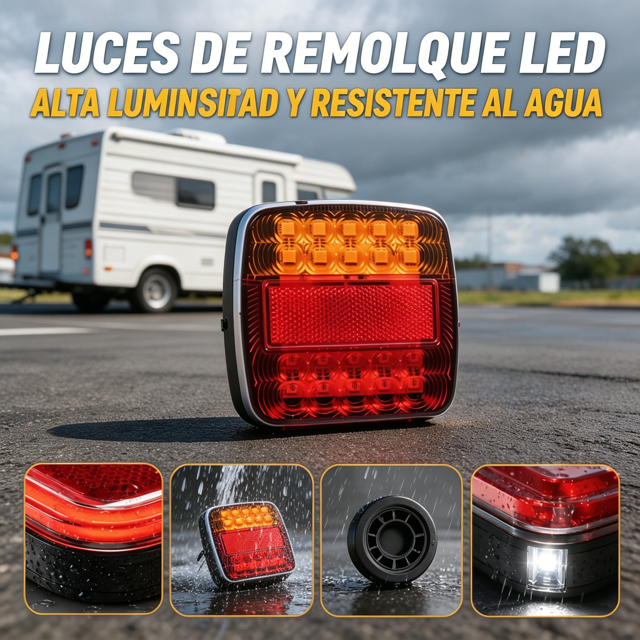 【Paquete de 2】🚦 Luces LED Universales para Remolque 💧 IP65 Impermeable Multifunción para Camiones, Caravanas y Maquinaria Agrícola🚛