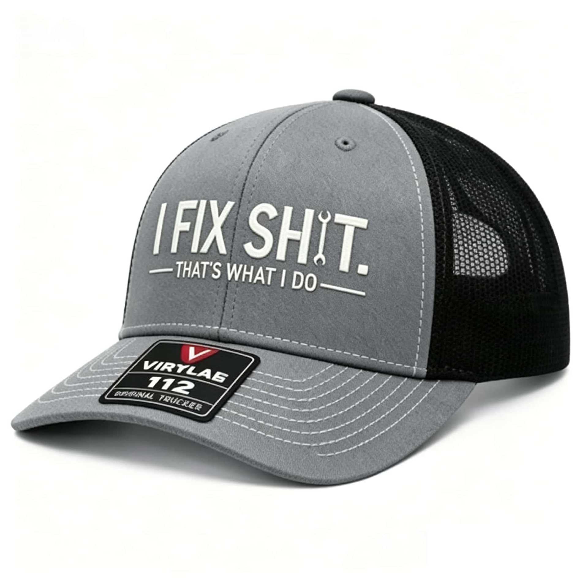 🧢 OFERTA ESPECIAL: ¡50% DE DESCUENTO EN TODAS LAS GORRAS! ✨ Gorra de camionero con bordado "I Fix Shit" – Malla transpirable, protección solar y ajustable 🛠️