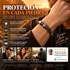 🖤 Pulsera de Obsidiana para Hombre | Brazalete de Cuentas de Piedra Natural | Protección contra Energías Negativas y Energía Positiva 🛡️✨