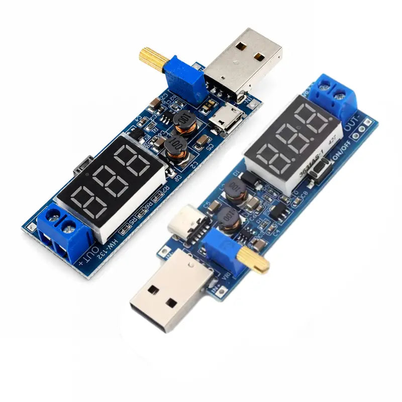 🔌【Interfaz micro + interfaz tipo C】💻 Módulo de alimentación USB ajustable – Regulador step‑up de 5V a salida múltiple (3.3‑24V) | Fuente de escritorio para todo tipo de dispositivos 🔋