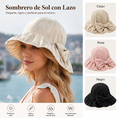 🎀☀️Sombrero de sol de ala ancha con lazo